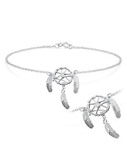 Dream Cather Shaped Silver Anklet ANK-192